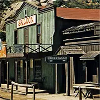 A picture of an old western town.